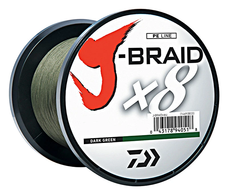 Daiwa J-Braid X8 Braided Line 1650 Yards Dark Green 1 Daiwa J-Braid X8 Braided Line 1650 Yards Dark Green